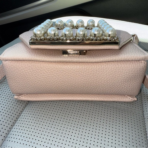 Kate Spade Pink Satchel with Pearls Gold  Hardware Crossbody Pebbled Leather - Picture 3 of 12